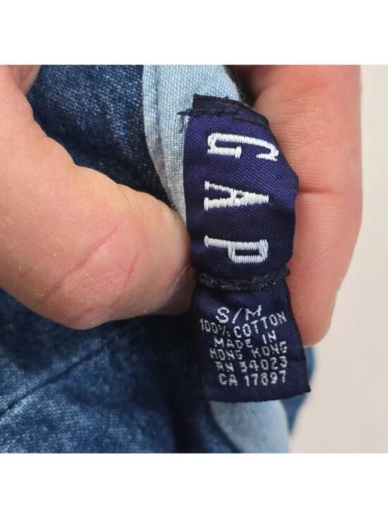 Vtg 90s Y2K Gap S/M Unisex Denim Bucket Hat Blue 100% Cotton - Picture 3 of 4